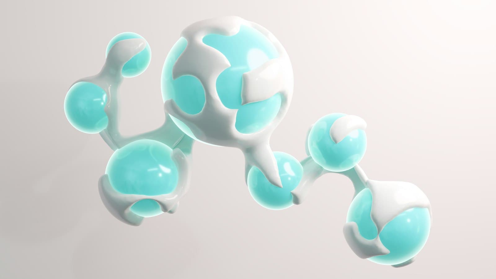 Linked spheres illustrating a molecular network