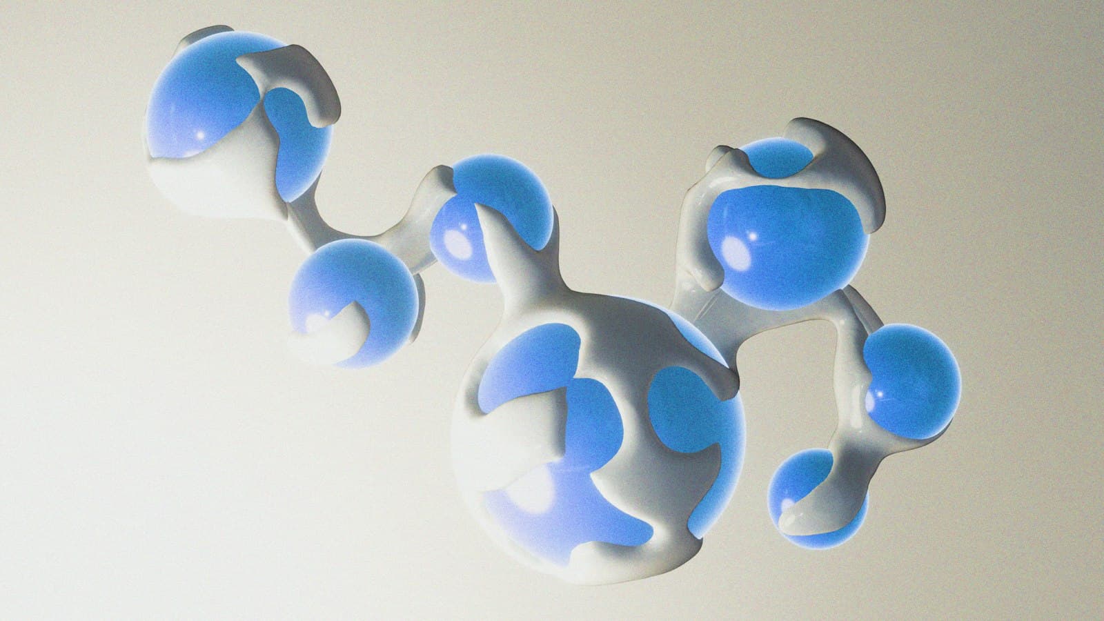 Abstract blue and white organic molecular structure